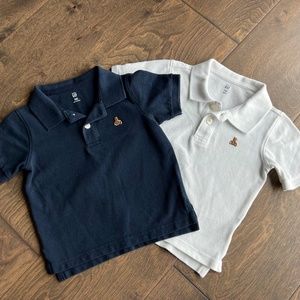 Gap Kids Embroidered Brannan Bear Polo Shirts Navy & White - Bundle of 2